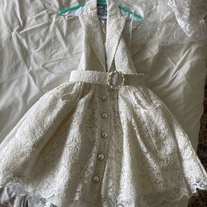 Zimmerman High Tide belted embellished corded lace halterneck mini dress, size 0